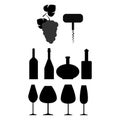 Set of different wine bottles,Vector illustration. Royalty Free Stock Photo